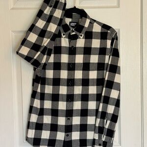 Buffalo Checker flannel Black and White Casual Button Down Shirt